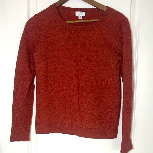 J. Crew Teddie Cotton-Wool Blend Orange Knit Sweater Small - Picture 1 of 6